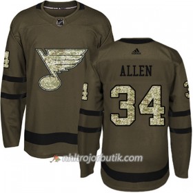 Män Ishockey St. Louis Blues Tröja Jake Allen 34 Adidas 2017-2018 Camo Grön Authentic